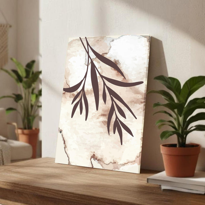 Abstract leaves Stretched Canvas Wall Art Modern Boho Illustration Painting for Home & Office Wall Decor, (16x22 Inch)