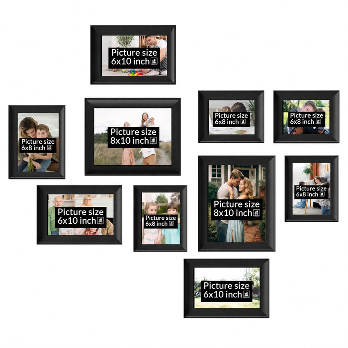 Wooden Gallery Wall Photo Frame Set of 8 | Mixed Size Picture Frames for Family Photos | Wall Décor for Living Room, Bedroom & Home Decoration