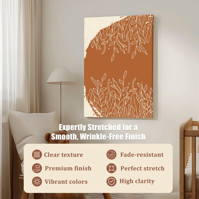 Abstract Coral Pattern Stretched Canvas Wall Art Modern Boho Illustration Painting for Home & Office Wall Decor, (16x22 Inch)