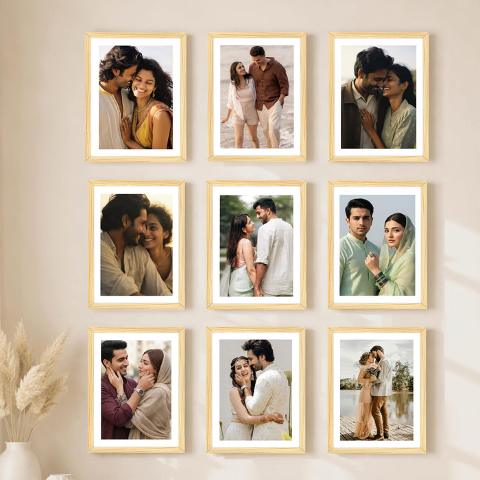 Art Street Premium Photo Frame for living room, Classic Aesthetic Design Photo Frames for Photograph, Art Work, Kids Room Set of 9 (6x8 Inch, Beige)