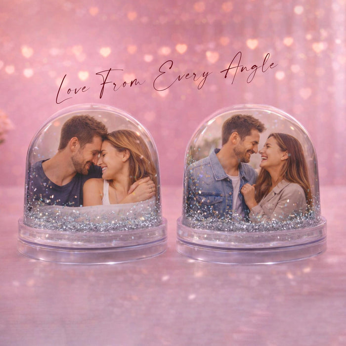 Art Street Silver Glitter Liquid Photo Frame, Desktop Table Frame with Sparkling Glitter Cascade, Acrylic Snow Globe Photo Frames for Valentine's Day Gift, Anniversary, Unique Gift, 3.5x3.5 Inch