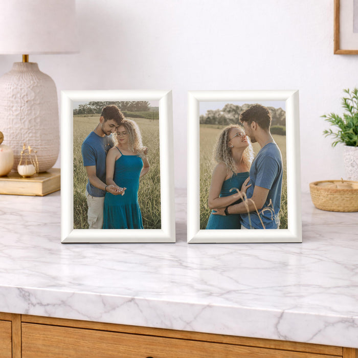 Art Street Picture Table Photo Frame Set of 2 for Bedroom, Tabletop Frames with Stand, Modern Farmhouse Photo Frames for Couples, Weddings, Home Decor, Portrait or Landscape Display (White, 4x6 Inch)