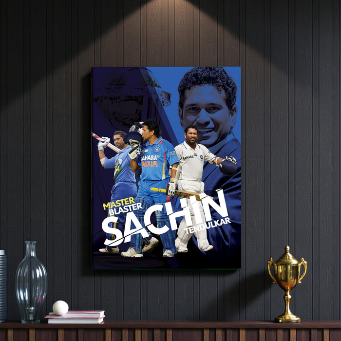 Sachin Tendulkar Wall Art Poster Canvas Painting – Master Blaster Cricket Legend Wall Decor for Living Room, Bedroom, Office & Cricket Lovers | 16 x 22 Inch