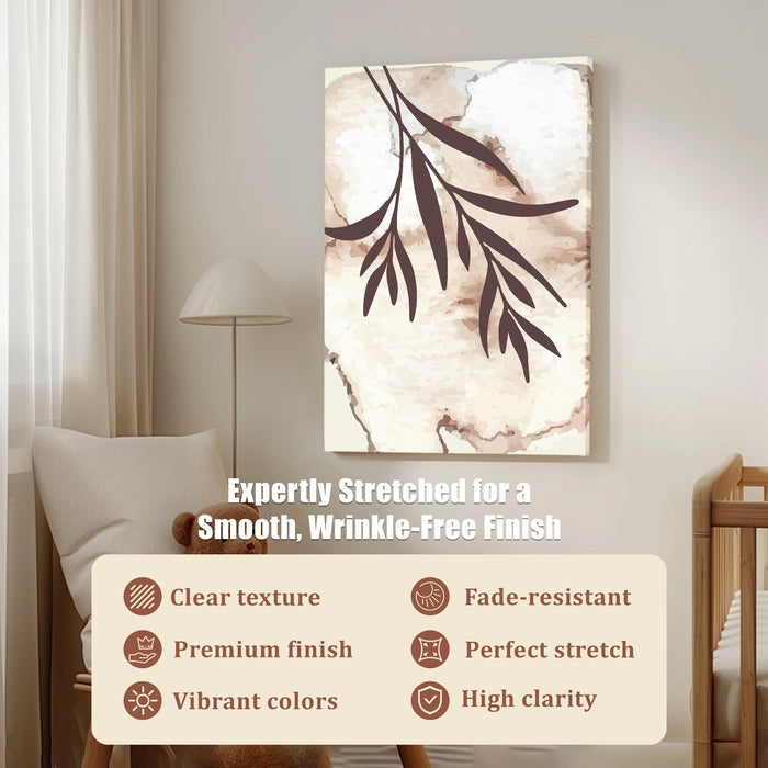 Abstract leaves Stretched Canvas Wall Art Modern Boho Illustration Painting for Home & Office Wall Decor, (16x22 Inch)