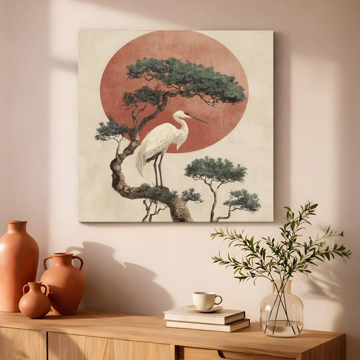 Japanese Minimalism Stretched Canvas Painting For Living Room | Vastu Zen Nature Wall Art Large Canvas Painting For Livingroom Home Decor, Bedroom, Hallway's, Office, Hotel - 86x86 cm