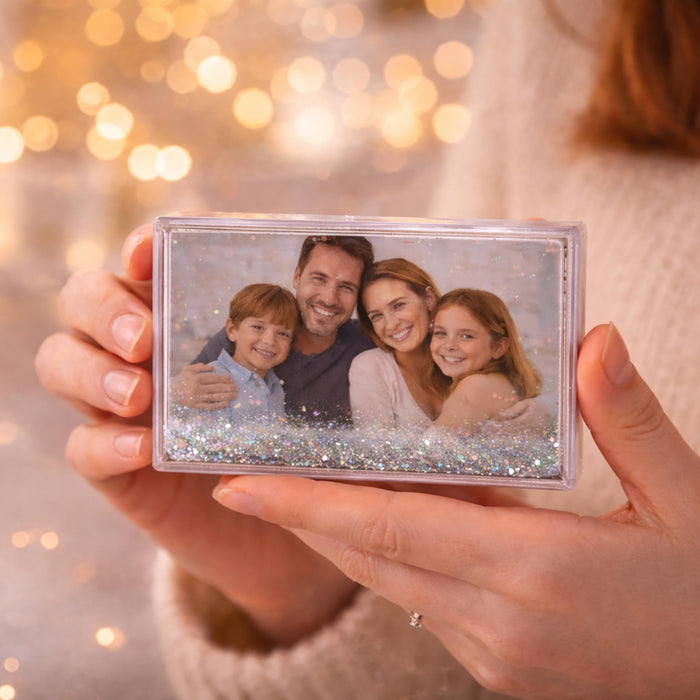 Art Street Customized Silver Glitter Magnetic Photo Frame, Liquid Filled Photo Holder, Dynamic Shaking Glitter Photos Magnet, Unique Valentine’s Day Gift, Acrylic Fridge Magnet Frame, 2.3x3.7 Inch