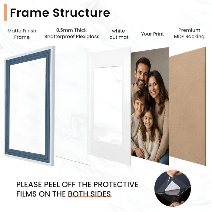 Luxury Photo Frame for living room, Modern Step Design Photo Frames for Photograph, Art Work, Kids Room (4x6 Inch, Blue)