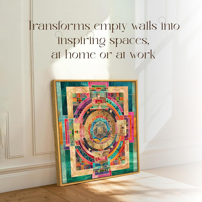 Abstract Canvas Painting Wall Art – Multicolor Yantra Design Abstract Canvas Wall Décor.