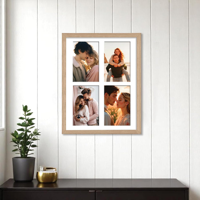 Photo Frame Collage 10x15 cm Photos Display 4 Openings Wall Mounting Photo-Frame (31x39 cm)