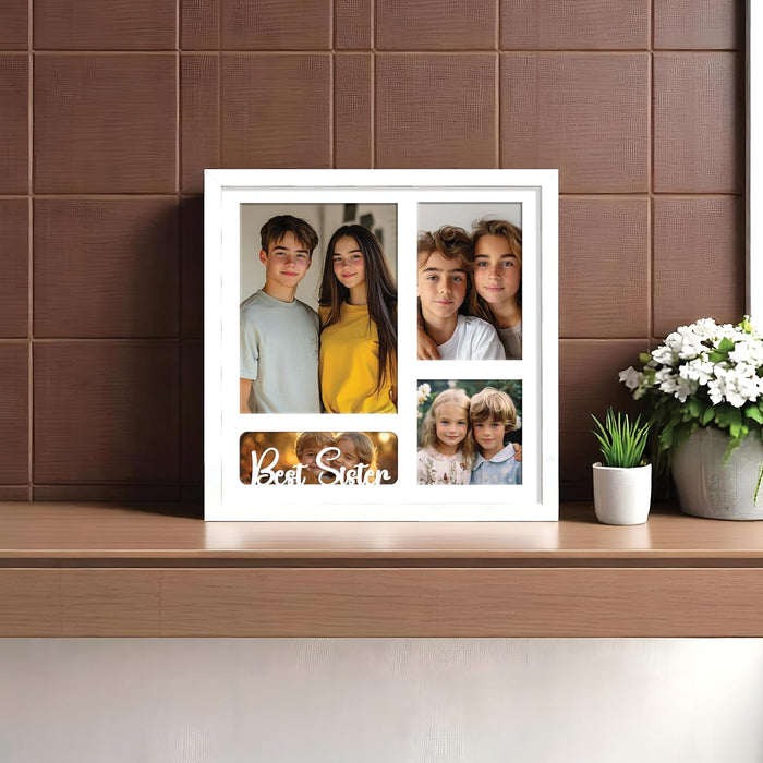 Photo Frame Collage 15x20, 10x15, 13x13 cm Photos Display 4 Oppenings Wall Mounting Home Décor Photo-Frame Suits (34x34 cm)
