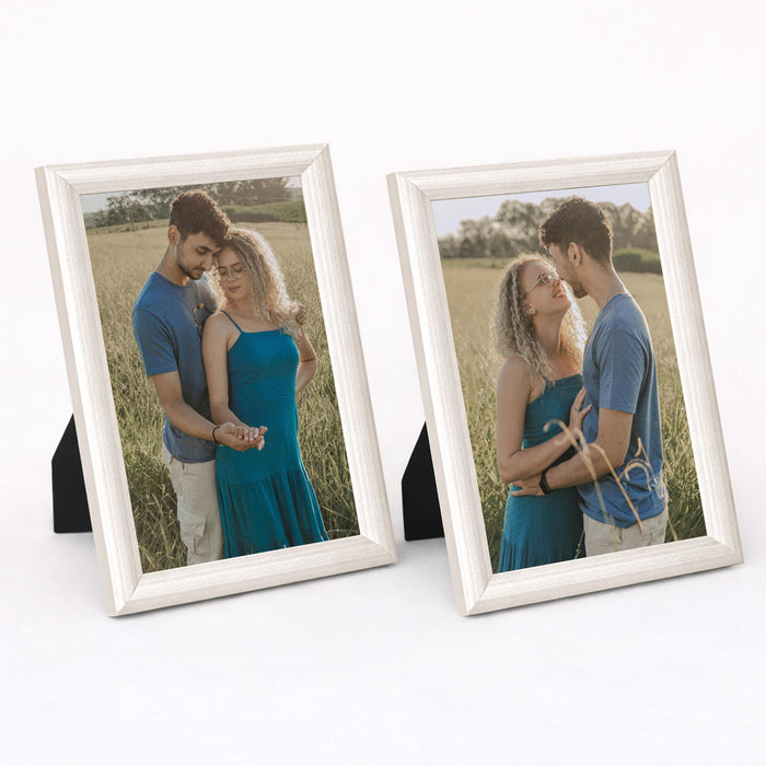 Art Street Picture Table Photo Frame Set of 2 for Bedroom, Tabletop Frames with Stand, Modern Farmhouse Photo Frames for Couples, Weddings, Home Decor, Portrait or Landscape Display (Beige, 4x6 Inch)