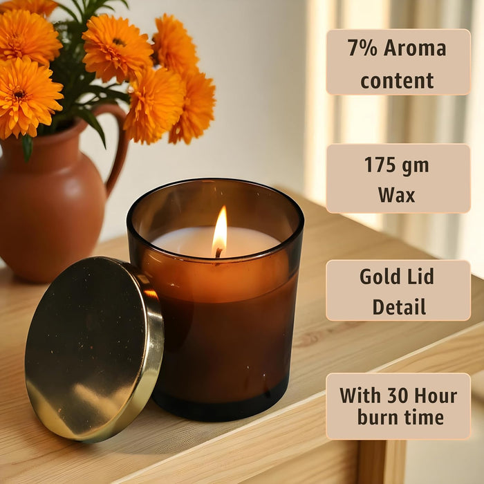 Mogra Scented Soy Wax Glass Votive Candle for Diwali Gifting | Glass Jar, Premium Collection Candle (Mogra)