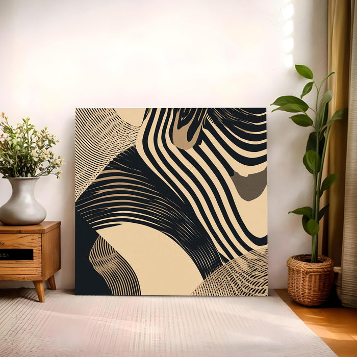 Livin'luxe Modern Optical Illusion Wall Art Painting For Living Room, Wavy Abstract Line Design Stretched Canvas Wall Art Poster for Living Room, Office & Home Decor (56xx56 cm)