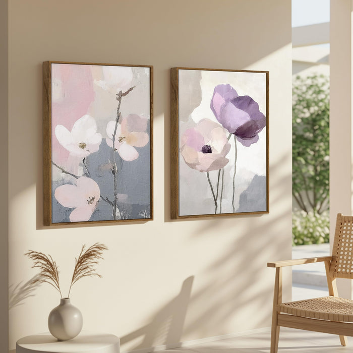 Magnolia Flower Canvas Wall Painting Bohemian Large Wall Art Painting for Living Room Decoration, Stylish Large Wall Art Print for Wall Decor (Set of 2, 58x89 cm)