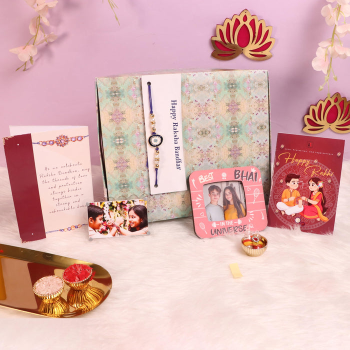Art Street Rakshabandhan Gift Hamper for Brother and Bhabhi, Plate and Shree Ganesh Ji Idol 2 Rakhi with Chawal and Roli Gift Set for Celebrate Raksha Bandhan