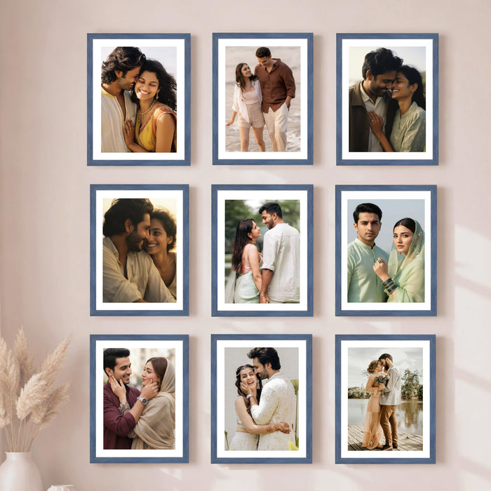 Art Street Premium Photo Frame for living room, Classic Aesthetic Design Photo Frames for Photograph, Art Work, Kids Room Set of 9 (6x8 Inch, Blue)