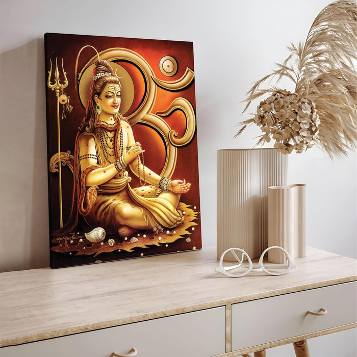 Spiritual Stretched Canvas Pooja room Temple Wall Art Print Painting on Stretched-Canvas (30x41 CM)