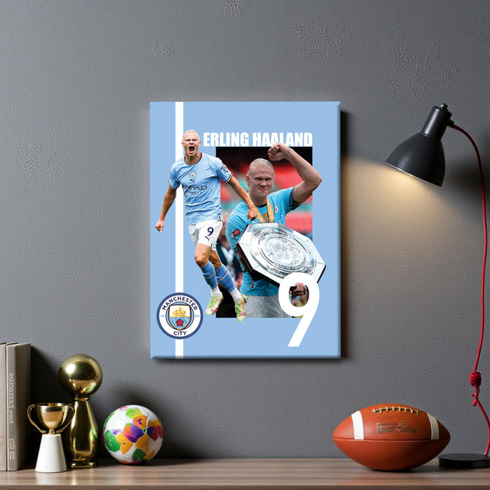 Erling Haaland Wall Art Canvas Painting Poster, Norwegian Football Star Sports Wall Decor for Living Room, Bedroom, Office & Football Lovers, and Home & Office Decor, 16 x 22 Inch