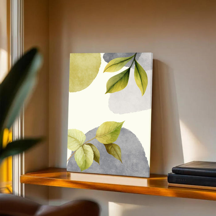 Abstract Botanical Leaves Stretched Canvas Wall Art Modern Boho Illustration Painting for Home & Office Wall Decor, (16x22 Inch)