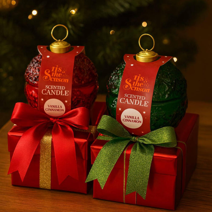 Art Street Christmas Ornament Candle Set – Festive Red & Green Soy Wax Scented Candles for Home Décor, Holiday Decoration, Winter Aromatherapy, Gift Set for Christmas, Xmas Party & Home Décor
