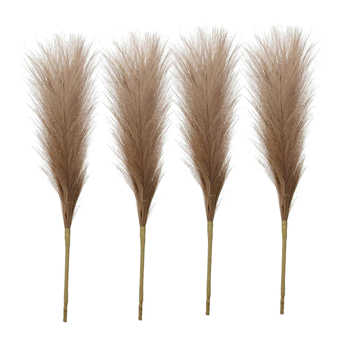 Artificial Pampas Grass for Decoration, Pink Blush Faux, Non-Shedding Feather Grass Pack of 4 | Gradient Pampas Grass | (18 Inch)