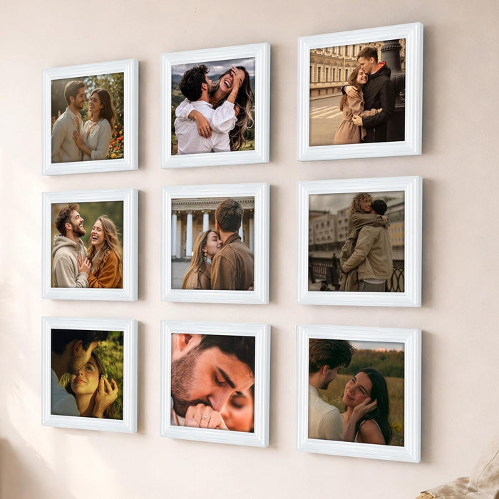 Wooden Cave Design Photo Frame Set of 9 | Black Picture Frames for Photos, Artwork & Certificates | Wall Décor for Living Room & Home (11x14 Inch)