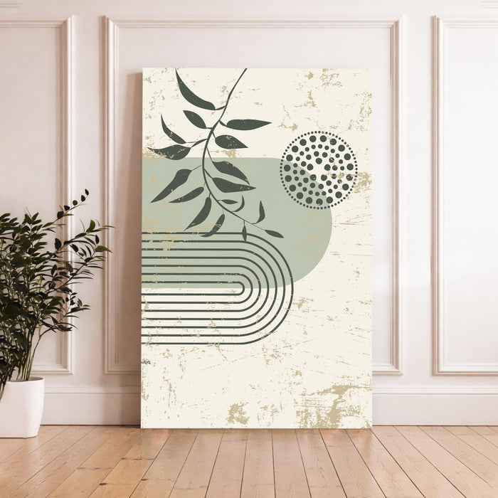 Boho Botanical Branch Stretched Canvas Painting For Living Room | Abstract Leaf Stretched Canvas Wall Art For Livingroom Home Decor, Bedroom, Hallway's, Office, Hotel - 56x86 cm