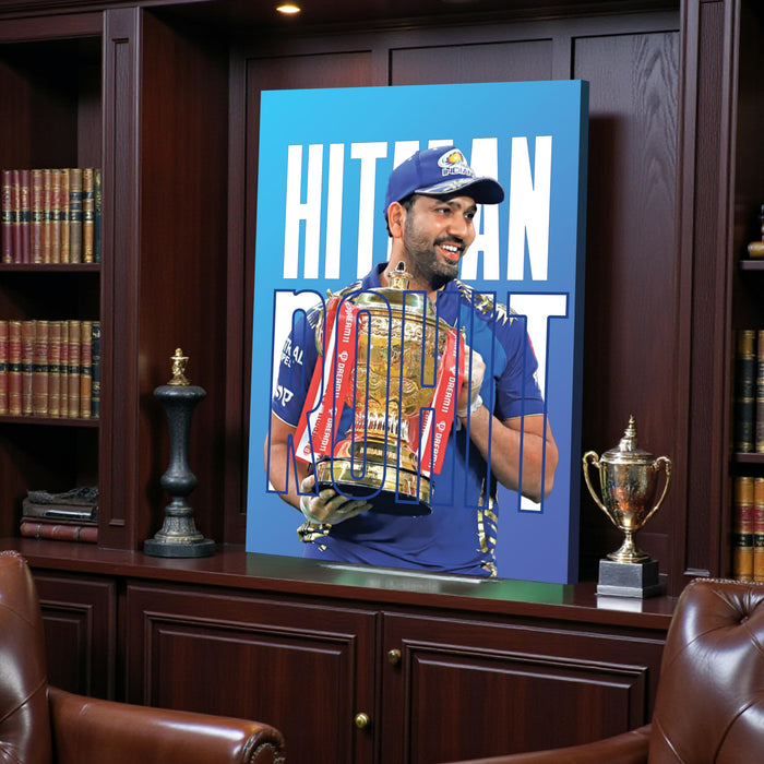 Rohit Sharma Cricket Player Stretch Canvas Painting Wall Art Poster, Hitman 45, Indian Cricket Team Fan Gift, Motivational Print for Bedroom, Living Room, Office & Home Decor, 16 x 22 Inch