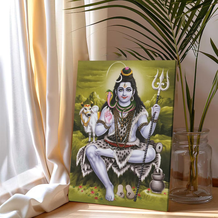 Spiritual Stretched Canvas Pooja room Temple Wall Art Print Painting on Stretched-Canvas (30x41 CM)