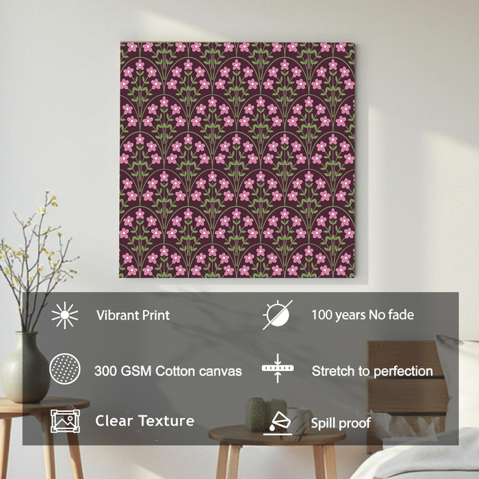 Floral Miniature Painting for Wall Decoration | Flower Canvas Wall Painting for Living Room, Bedroom, Home and Office Wall Decor (56x56 Cm)