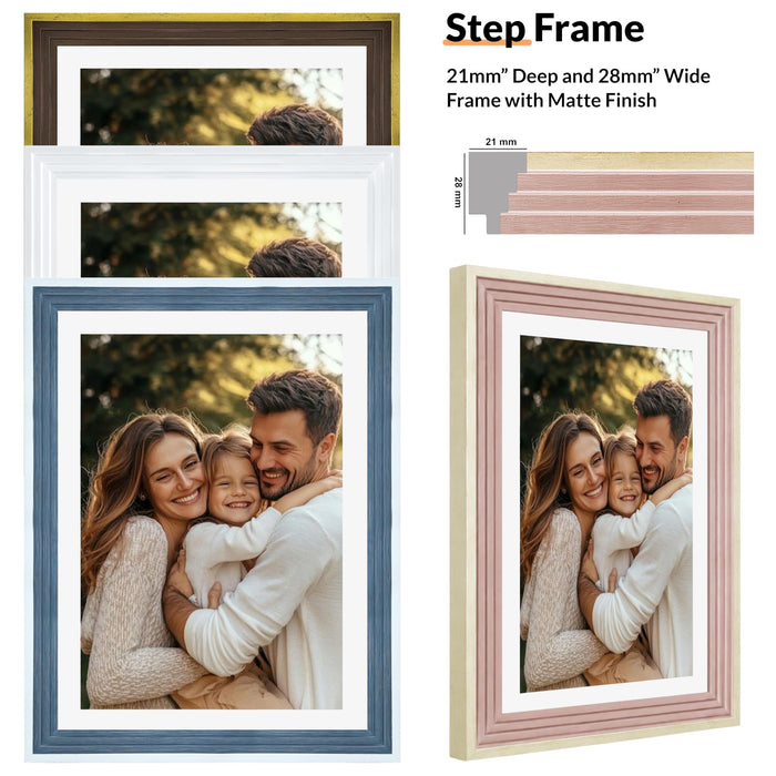 Art Street Pink Gallery Wall Photo Frame Set with Hexagon Mirror | Modern Collage Timeline Wall Decor for Living Room, Bedroom & Family Memories | Multi Size Frame Set