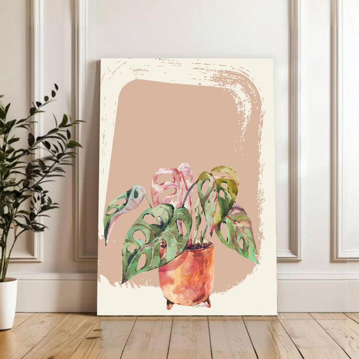 Abstract Botanical Plant Stretched Canvas Wall Art Modern Boho Illustration Painting for Home & Office Wall Decor, (16x22 Inch)