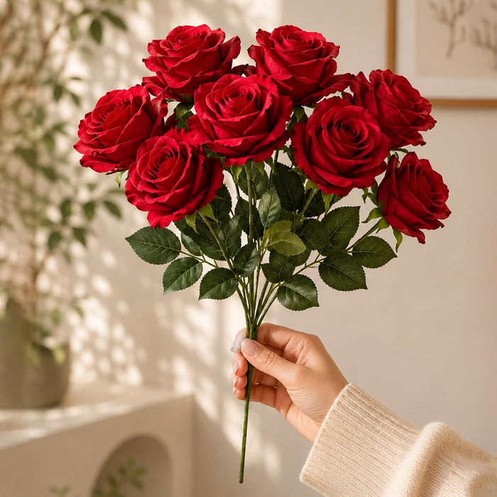 Art Street Artificial Red Rose Flower Bunch for Home Decoration |