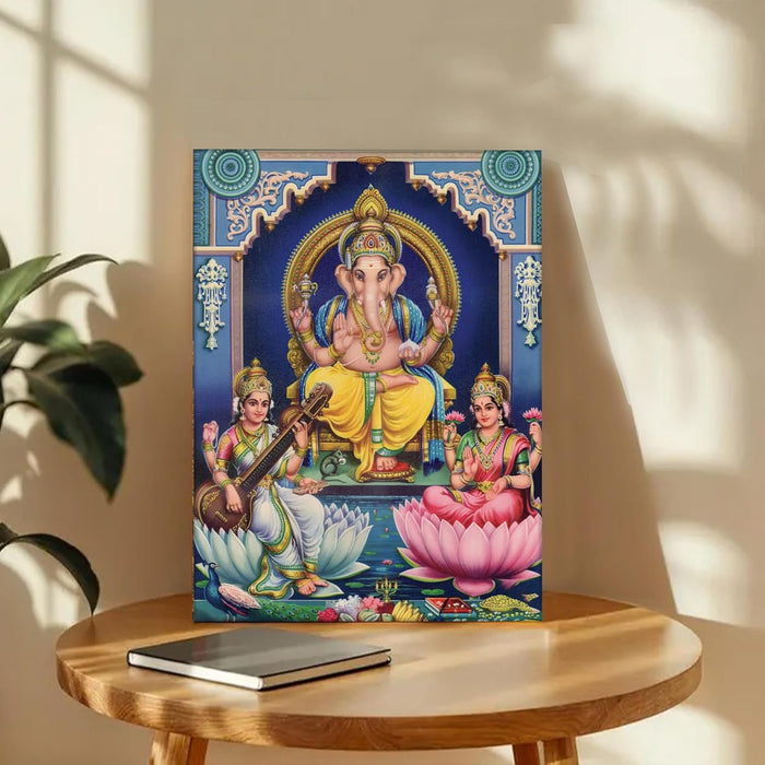 Spiritual Stretched Canvas Pooja room Temple Wall Art Print Painting on Stretched-Canvas (30x41 CM)
