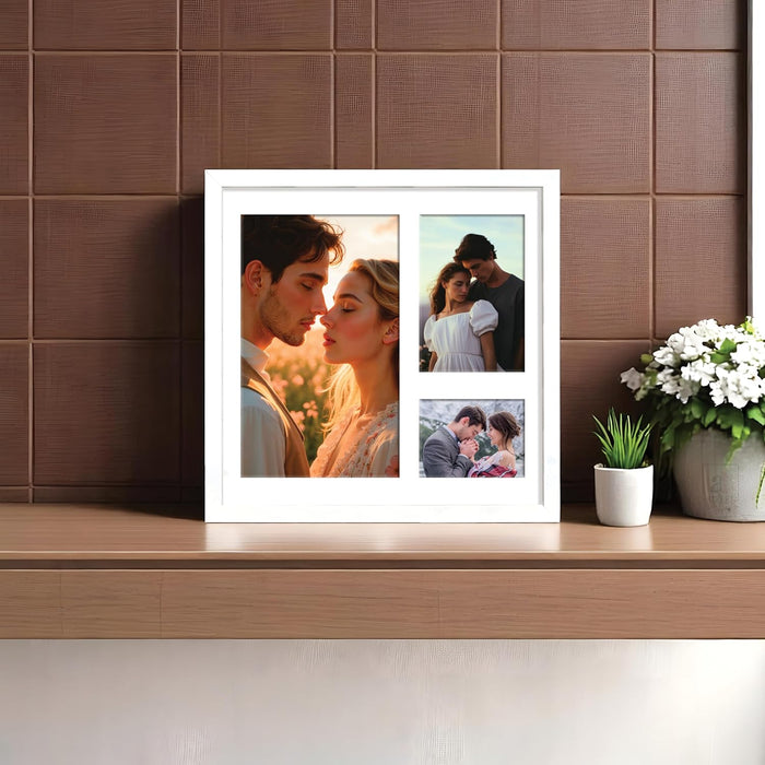 Photo Frame Collage 15x20, 10x15, 8x10 cm Photos Display 3 Oppenings Wall Mounting Home Décor Photo-Frame (34x34 cm)