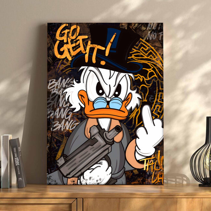 Go Get It Motivational Pop Art Stretched Canvas Painting Print| Bold Hustle Graffiti Wall Art | Modern Street Style Artwork for Home & Office Décor, 41x56 cm