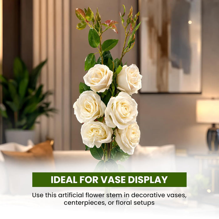 Art Street Artificial White Rose Flower Stems Bunch for Home Decor |