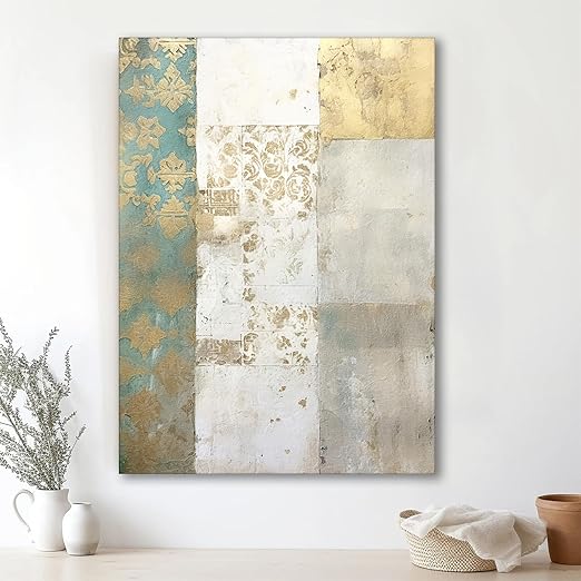 Abstract Artwork of a Leaf as Tree in Orange, Brown, and Beige | Digital Painting On Canvas Stretched on Wood (16x22 Inch)