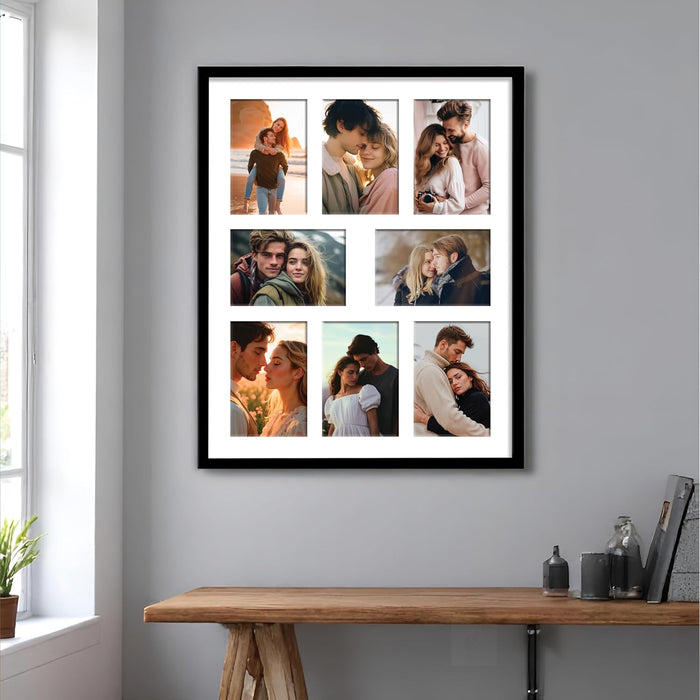 Photo Frame Collage 10x15 cm Photos Display 8 Openings Wall Mounting Home Décor Photo-Frame (44x54 cm)