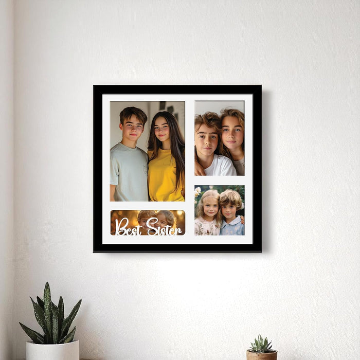 Photo Frame Collage 15x20, 10x15, 13x13 cm Photos Display 4 Oppenings Wall Mounting Home Décor Photo-Frame Suits (34x34 cm)