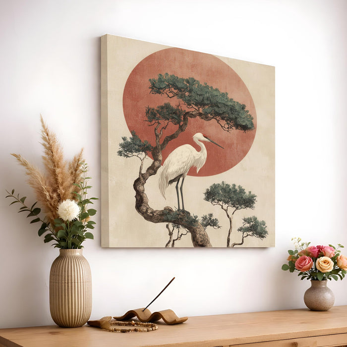 Japanese Minimalism Stretched Canvas Painting For Living Room | Vastu Zen Nature Wall Art Large Canvas Painting For Livingroom Home Decor, Bedroom, Hallway's, Office, Hotel - 86x86 cm