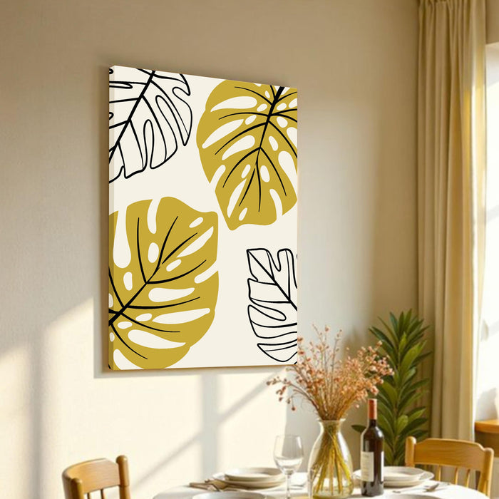 PA Abstract Botanical Leaf Stretched Canvas Wall Art Modern Boho Illustration Painting for Home & Office Wall Decor, (16x22 Inch)