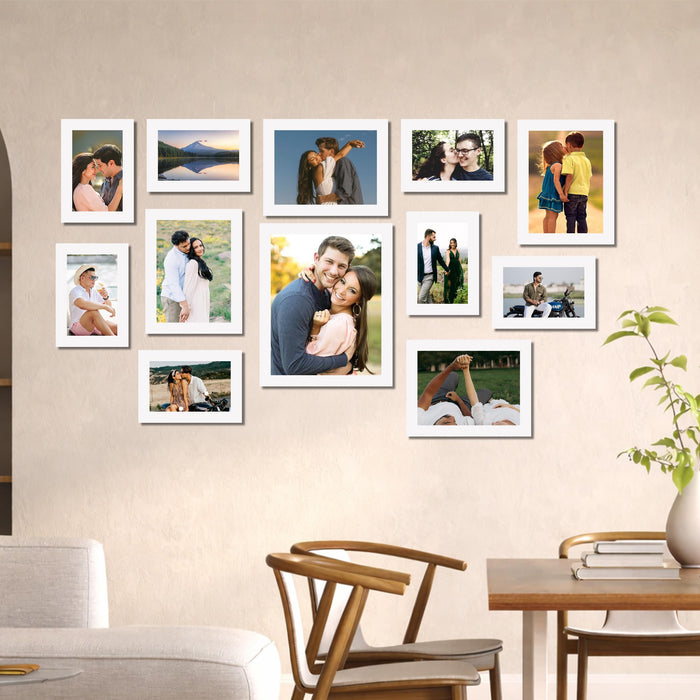 Family Photo Frame Set of 12 for Wall Decor, Wooden Finish Collage Picture Frames for Living Room, Bedroom, Multi-Size Wall Hanging Gallery Frame Set, (7 Set 4x6, 4 Set 6x8, 1 Set 8x10 Inch)