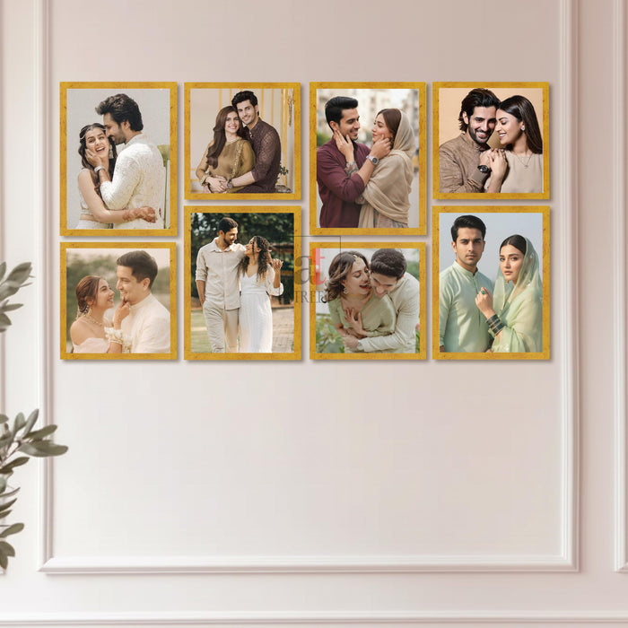 Art Street Photo Frame Set of 8 Gold Wall Decor Collage Display Hanging Family Picture Frames Gallery Collection Decor Items Wall Mount Frames Birthday Anniversary Gift, 8x8 and 8x12 In