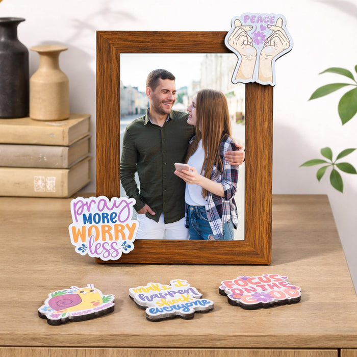 Art Street Table Photo Frame with MDF Magnet Sticker | Magnetic Message Sticker Couple Photo Frame for Valentine day, Anniversary Gift (4x6 Inch)