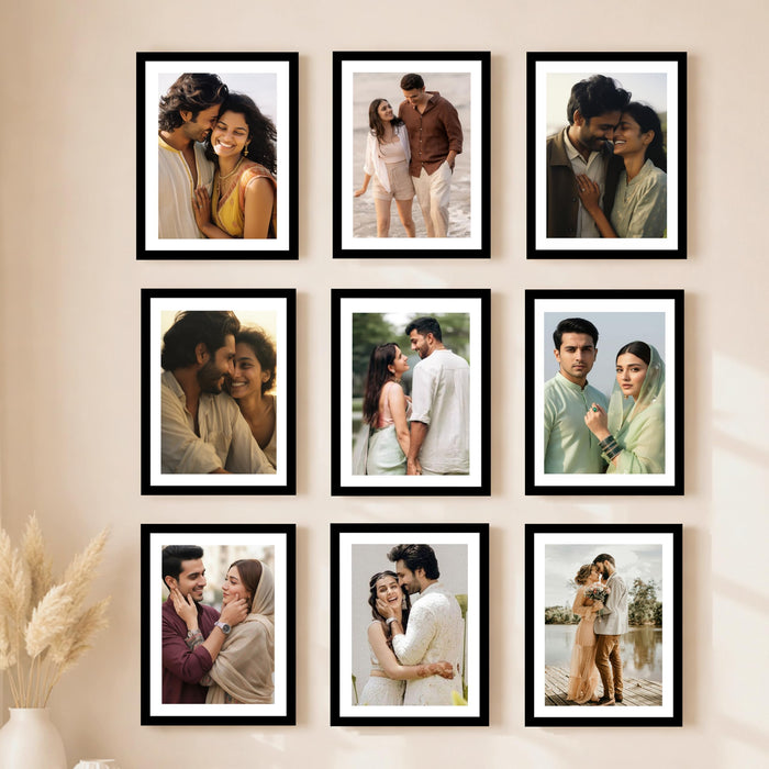Art Street Premium Photo Frame for living room, Classic Aesthetic Design Photo Frames for Photograph, Art Work, Kids Room Set of 9 (6x8 Inch, Black)