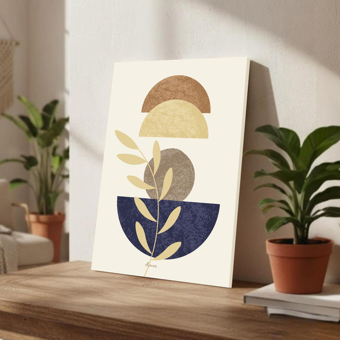 Abstract leaves face Stretched Canvas Wall Art Modern Boho Illustration Painting for Home & Office Wall Decor, (16x22 Inch)