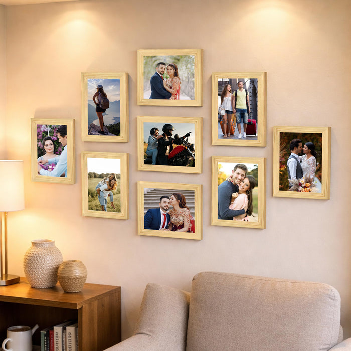 Art Street Family Photo Frame Set of 9 for Wall Decor, Wooden Finish Collage Picture Frames for Living Room, Bedroom & Home Decoration, Multi-Size Wall Hanging Gallery Frame Set, (Size, 6x8 Inch)