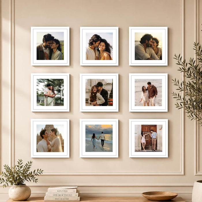 Wooden Cave Design Photo Frame Set of 9 | Black Picture Frames for Photos, Artwork & Certificates | Wall Décor for Living Room & Home (11x14 Inch)