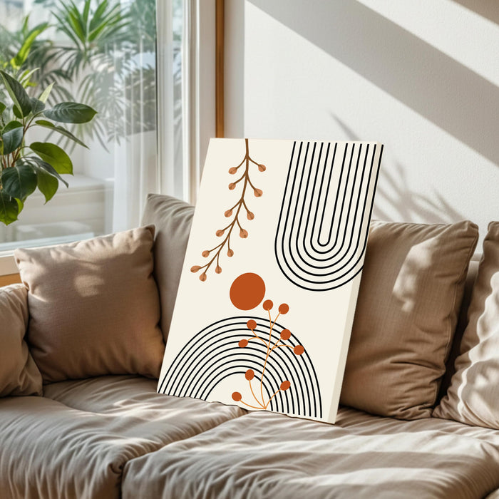 Abstract Rainbow Leaf Stretched Canvas Wall Art Modern Boho Illustration Painting for Home & Office Wall Decor, (16x22 Inch)